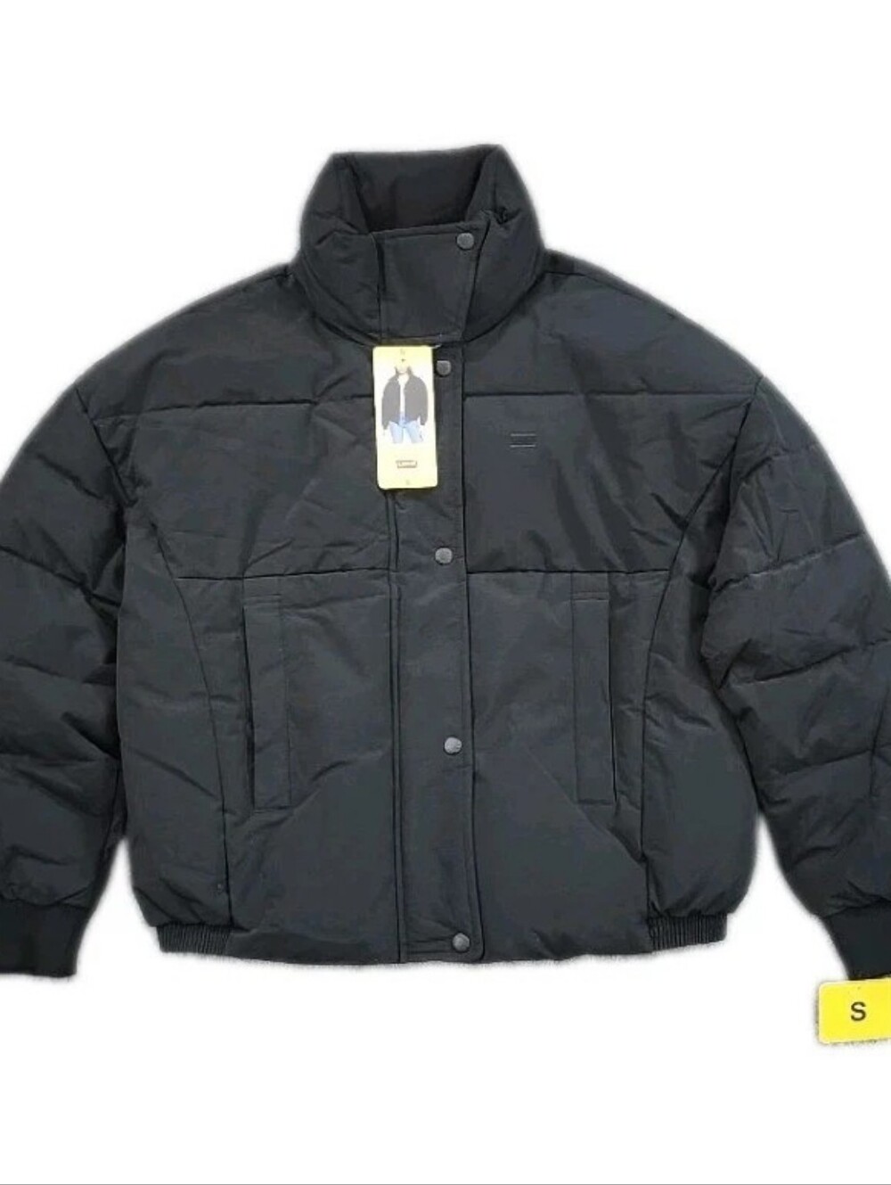 Levi's Black Quilted Puffer Jacket with High Collar